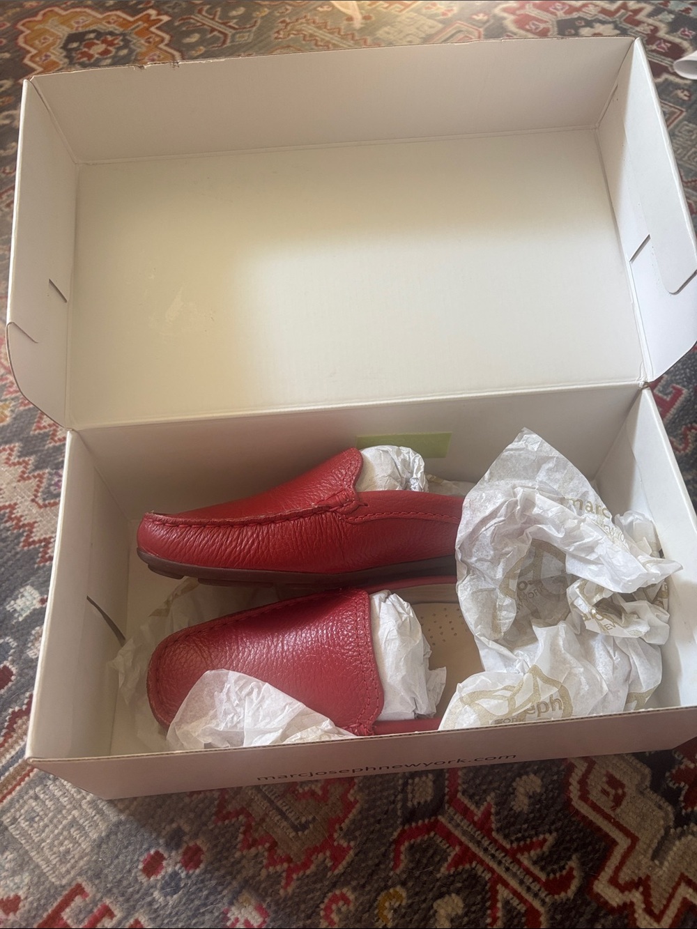 MJNY Marc Joseph Briarwood Red Leather Slip-On Loafer Mules